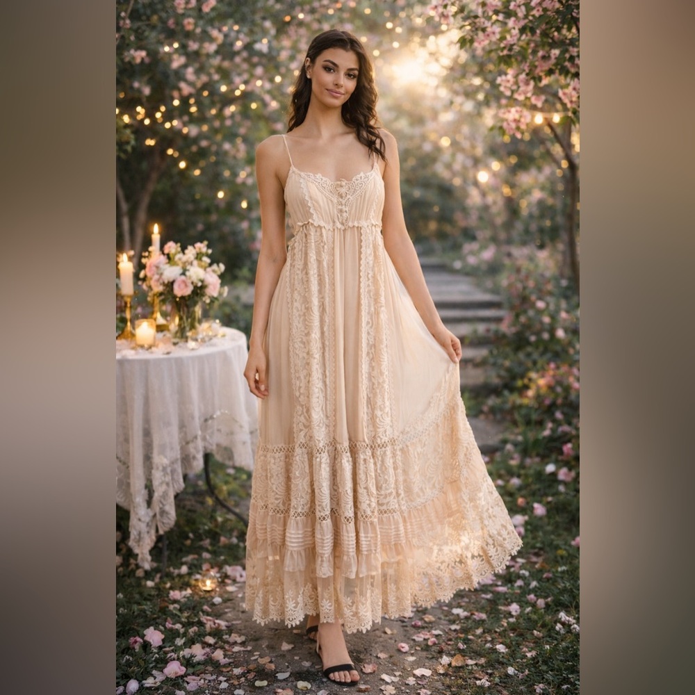 Snider Lace Maxi Dress – Cream